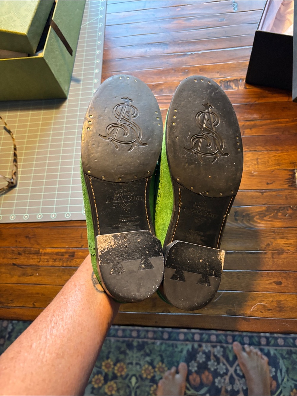 Office of Angela Scott Miss Emma
Kelly Green Suede Penny Loafer Mules - Picture 3 of 4